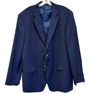 Tommy Hilfiger Mens Performance Stretch Blue Worsted Wool Blend Slim Blazer 46R